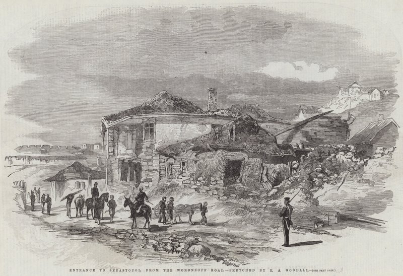 Entrée de Sébastopol, depuis la route de Woronzoff - Edward Angelo Goodall