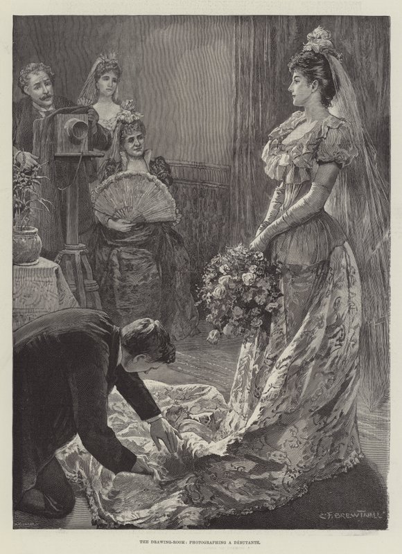 Le salon, photographiant une débutante - Edward Frederick Brewtnall