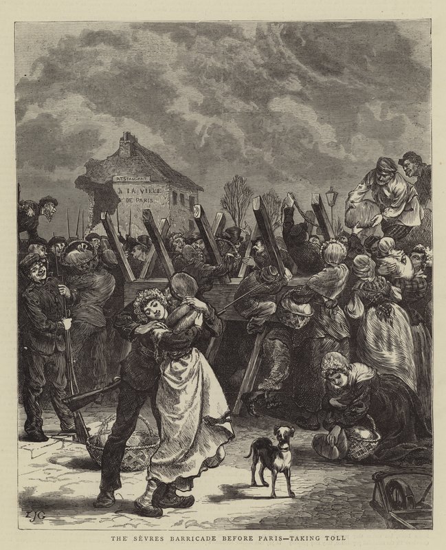 La barricade de Sèvres avant Paris, prenant un péage - Edward John Gregory