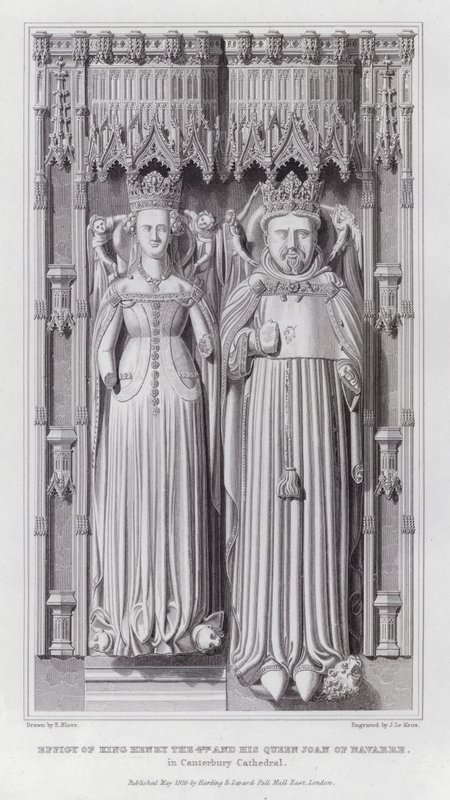 Effigie du roi Henri IV et de sa reine Jeanne de Navarre, dans la cathédrale de Canterbury (gravure) - Edward Blore