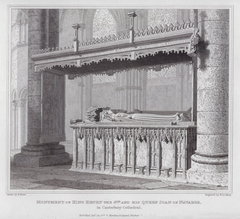Monument du roi Henri IV et de sa reine Jeanne de Navarre, dans la cathédrale de Canterbury (gravure) - Edward Blore