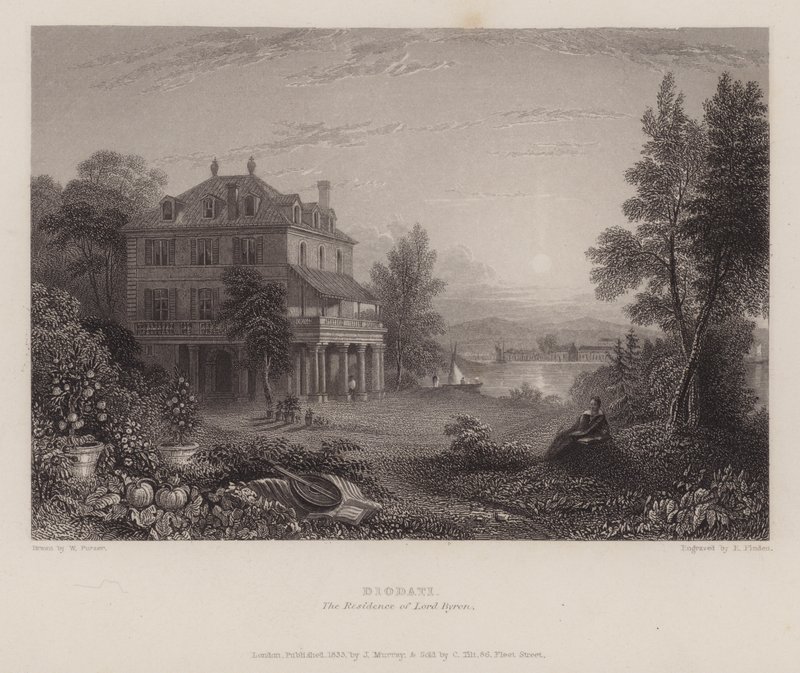 Villa Diodati, résidence de Lord Byron (gravure) - Edward Francis (after) Finden