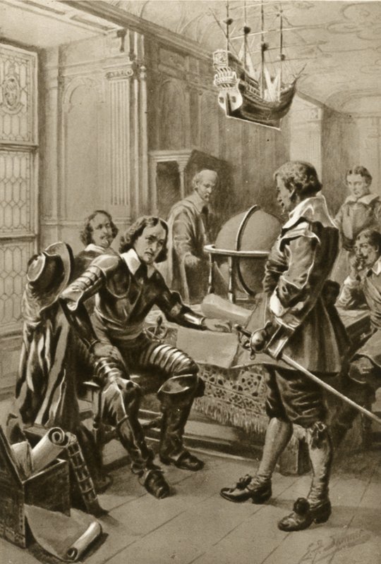 Robert Blake rend visite à Oliver Cromwell dans la salle du Conseil à Whitehall - Edward Frederick Skinner