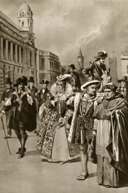 Rues de Londres : Roi Charles Ier, Reine Élisabeth Ire, Roi Henri VIII, Cardinal Wolsey - Edward Frederick Skinner