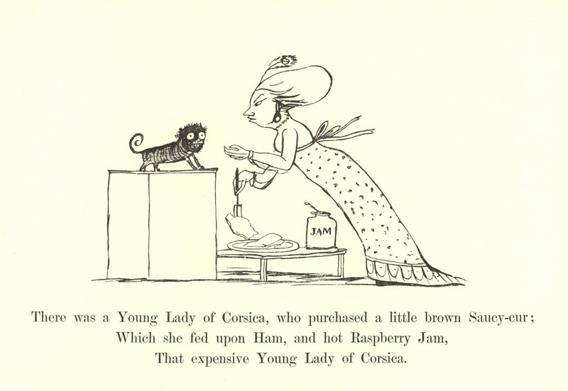 Il y avait une jeune dame de Corse, qui acheta un petit chien marron espiègle - Edward Lear