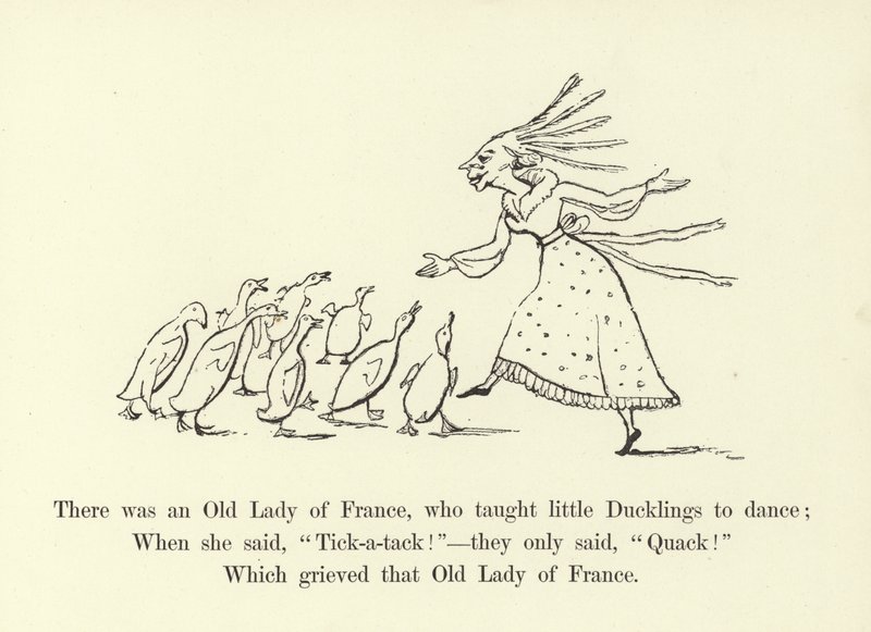 Il y avait une vieille dame de France, qui apprenait aux petits canetons à danser - Edward Lear