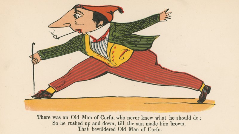 Il y avait un vieil homme de Corfou, qui ne savait jamais quoi faire, de 