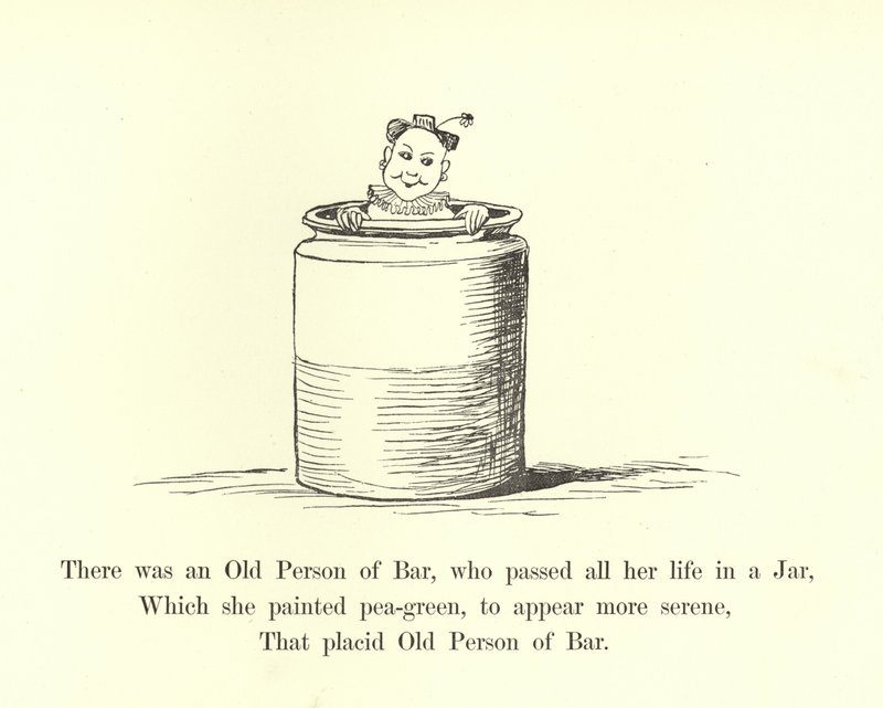Il y avait une vieille personne de Bar, qui a passé toute sa vie dans un pot - Edward Lear