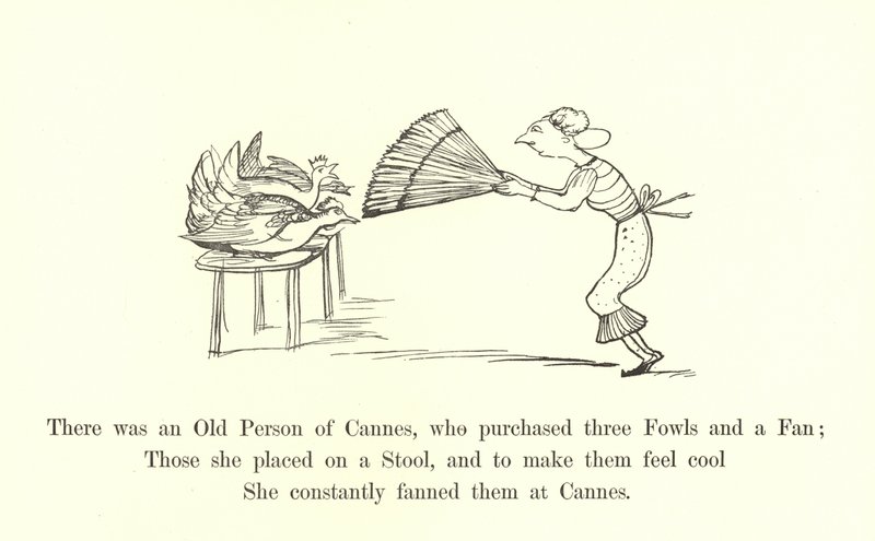 Il y avait un vieux de Cannes, qui acheta trois poules et un éventail - Edward Lear