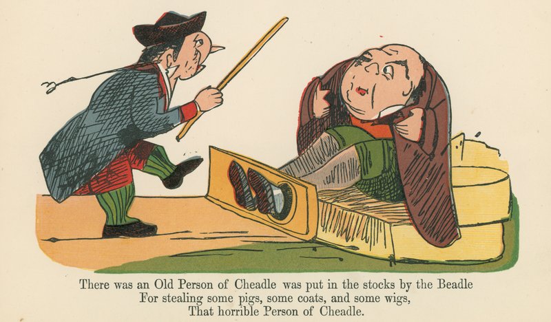Il y avait une vieille personne de Cheadle mise au pilori par le bedeau, de 