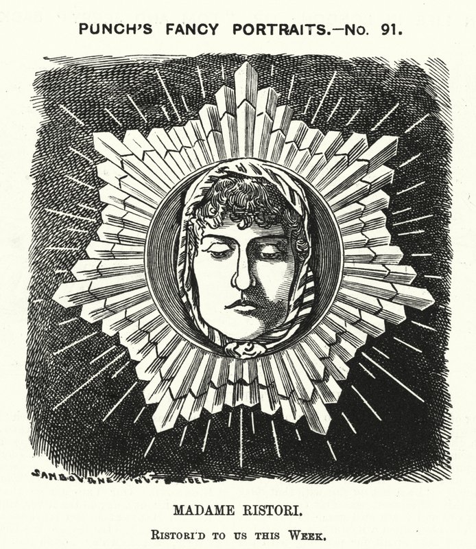Caricature de Punch : Adelaide Ristori - Edward Linley (after) Sambourne