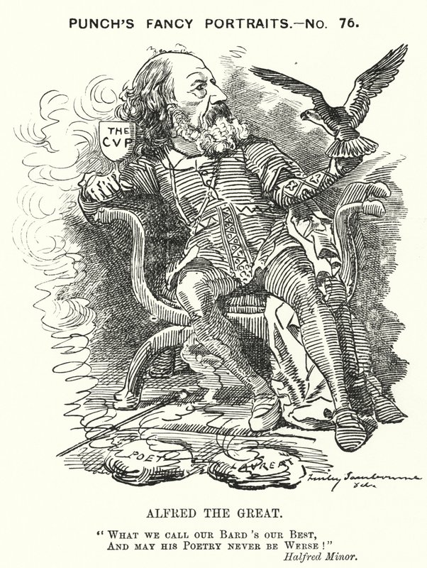 Caricature de Punch : Alfred, Lord Tennyson, poète anglais - Edward Linley (after) Sambourne