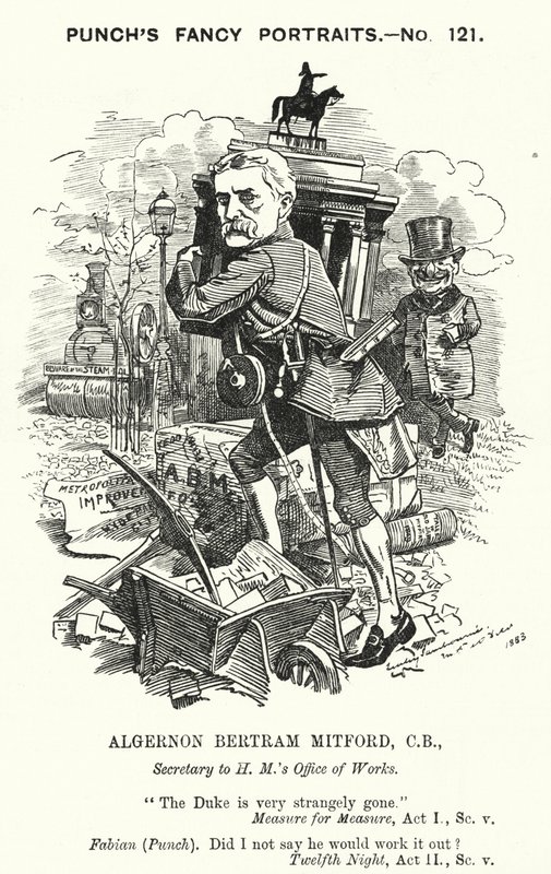 Caricature de Punch : Algernon Bertram Freeman-Mitford - Edward Linley (after) Sambourne