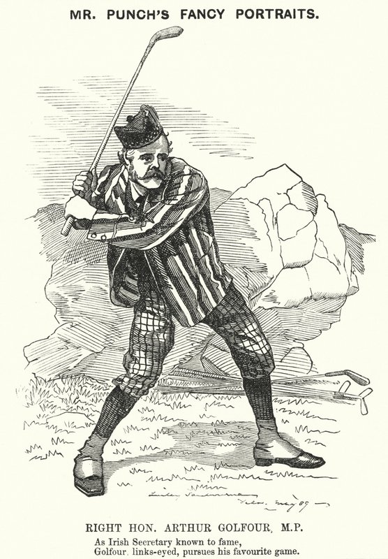 Caricature de Punch : Arthur Balfour, homme politique conservateur britannique et Premier ministre (gravure) - Edward Linley (after) Sambourne