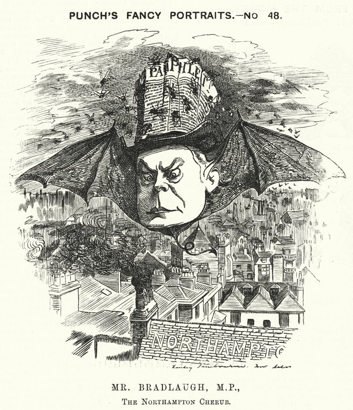 Caricature de Punch : Charles Bradlaugh, homme politique libéral anglais et athée - Edward Linley (after) Sambourne