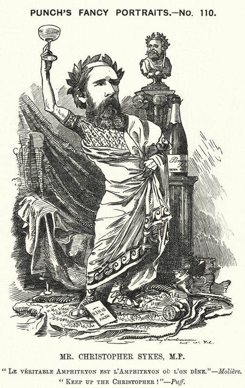 Caricature de Punch : Christopher Sykes, homme politique conservateur anglais (gravure) - Edward Linley (after) Sambourne