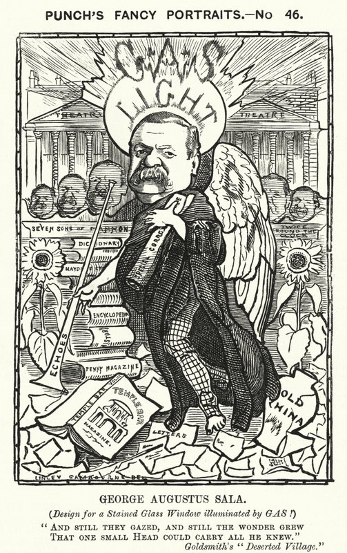 Caricature de Punch : George Augustus Sala, auteur et journaliste anglais - Edward Linley (after) Sambourne