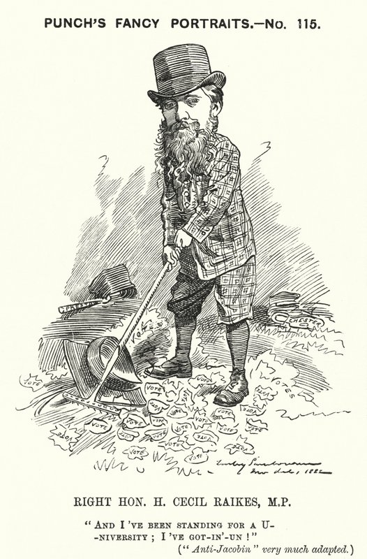 Caricature de Punch : Henry Cecil Raikes, homme politique conservateur anglais - Edward Linley (after) Sambourne