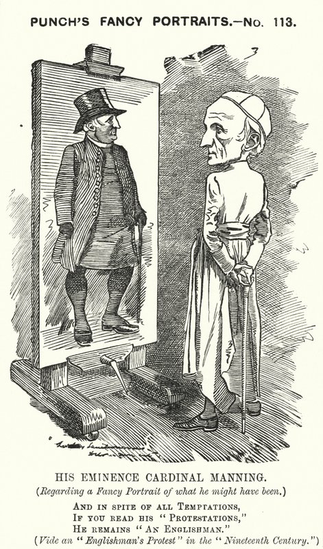 Caricature de Punch : Henry Edward Manning, cardinal anglais et archevêque catholique de Westminster - Edward Linley (after) Sambourne