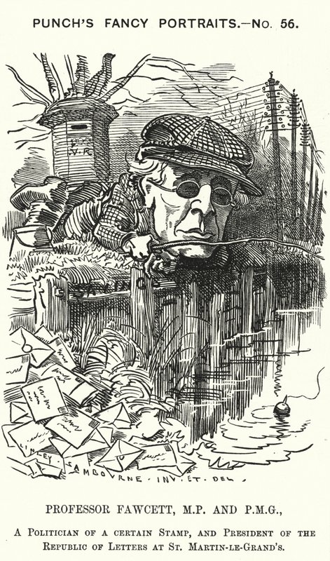 Caricature de Punch : Henry Fawcett, homme politique et économiste anglais - Edward Linley (after) Sambourne