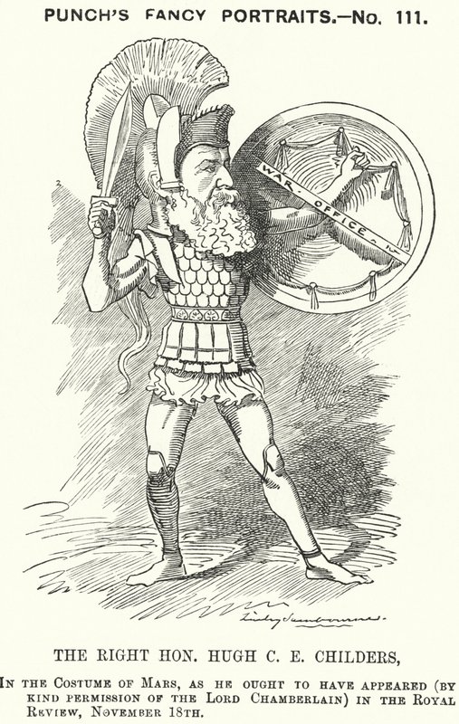 Caricature de Punch : Hugh Childers, homme politique libéral anglais (gravure) - Edward Linley (after) Sambourne