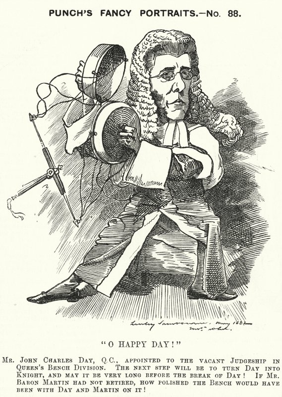 Caricature de Punch : John Charles Day, avocat et juge anglais - Edward Linley (after) Sambourne