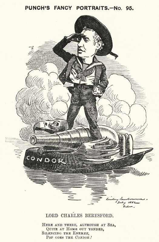 Caricature de Punch : Lord Charles Beresford, amiral anglo-irlandais et homme politique conservateur (gravure) - Edward Linley (after) Sambourne