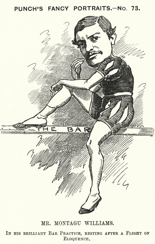 Caricature de Punch : Montagu Williams - Edward Linley (after) Sambourne