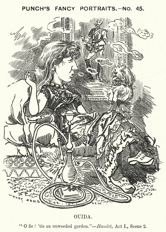 Caricature de Punch : Ouida (Maria Louise Rame), romancière anglaise - Edward Linley (after) Sambourne