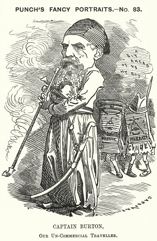 Caricature de Punch : Richard Burton, explorateur, géographe et diplomate anglais - Edward Linley (after) Sambourne