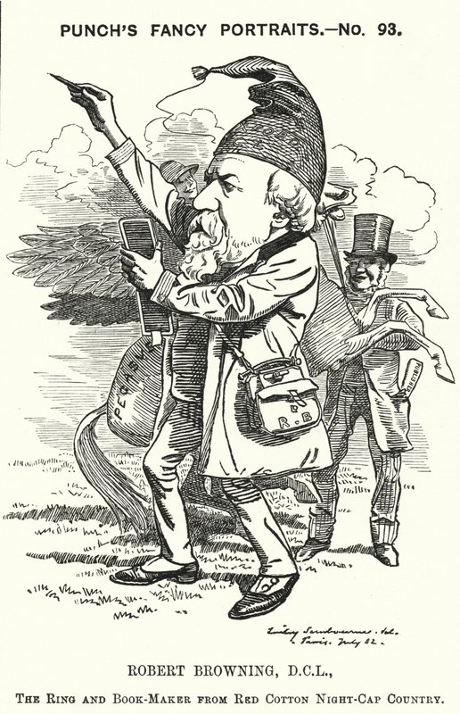 Caricature de Punch : Robert Browning - Edward Linley (after) Sambourne