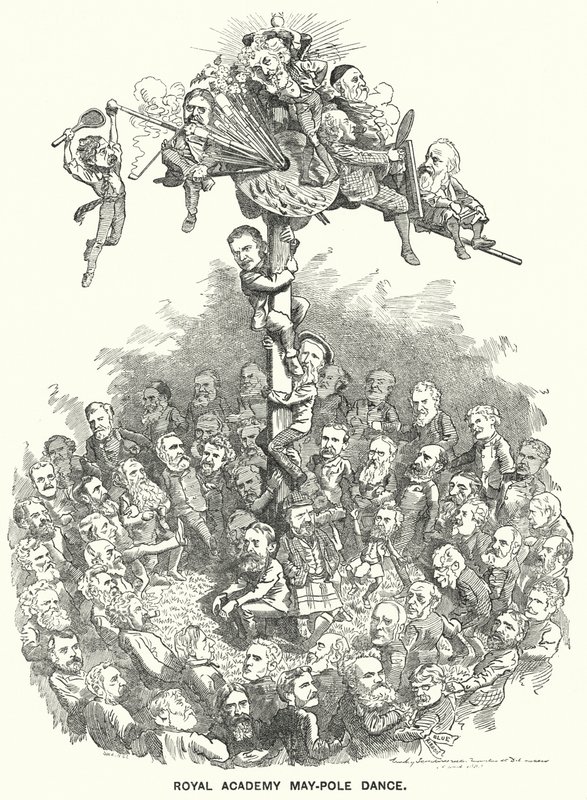 Caricature de Punch : Danse du mât de mai de l
