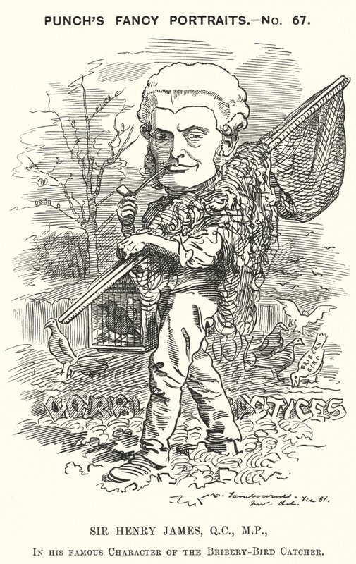 Caricature de Punch : Sir Henry James - Edward Linley (after) Sambourne
