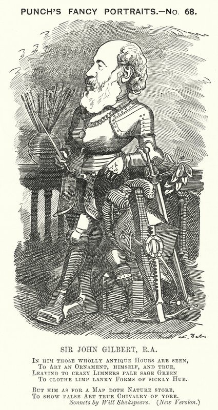 Caricature de Punch : Sir John Gilbert, artiste anglais - Edward Linley (after) Sambourne