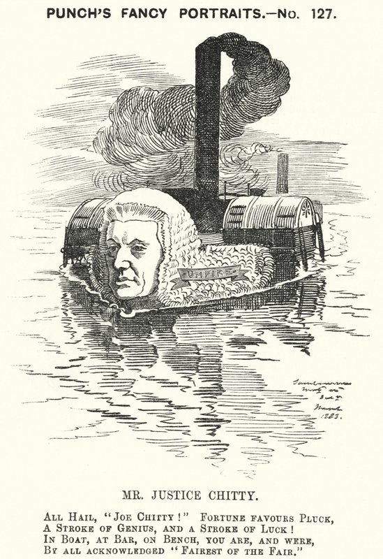 Caricature de Punch : Sir Joseph William Chitty, juge anglais, homme politique libéral et sportif - Edward Linley (after) Sambourne