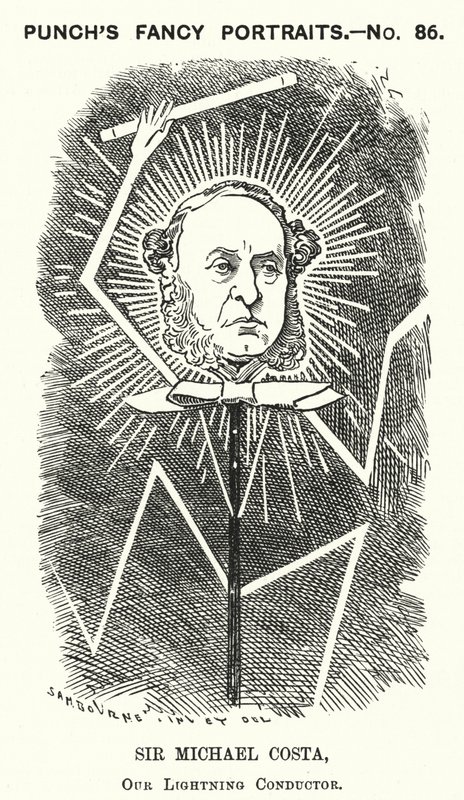 Caricature de Punch : Sir Michael Costa - Edward Linley (after) Sambourne