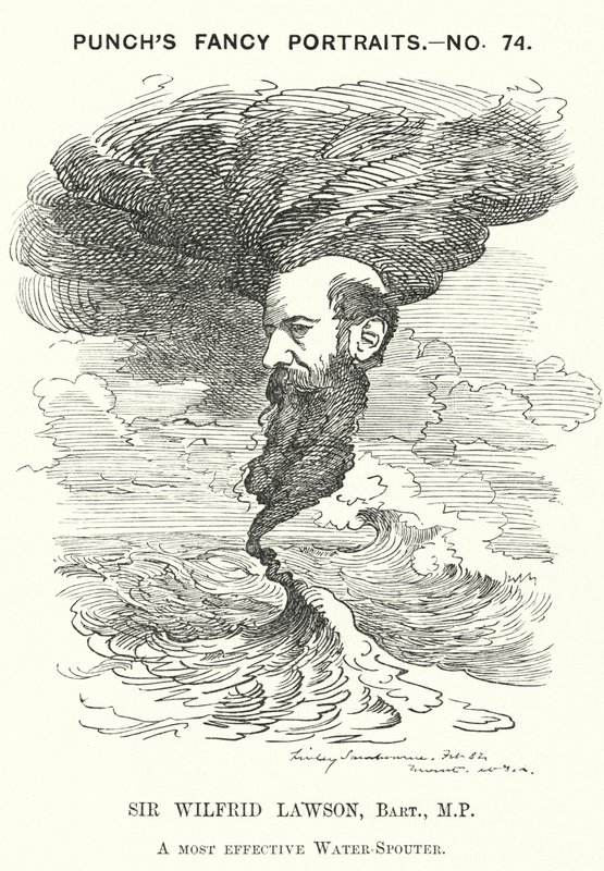 Caricature de Punch : Sir Wilfrid Lawson, homme politique libéral radical anglais et militant de la tempérance (gravure) - Edward Linley (after) Sambourne