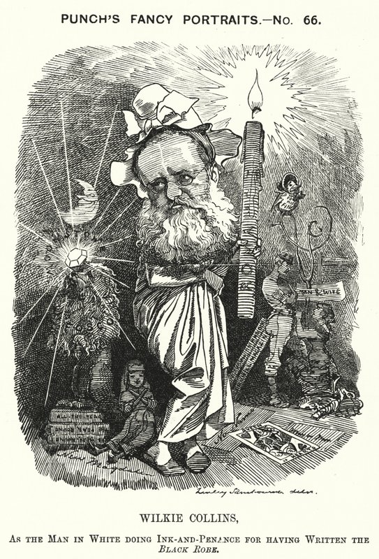 Caricature de Punch : Wilkie Collins, romancier, dramaturge et nouvelliste anglais (gravure) - Edward Linley (after) Sambourne