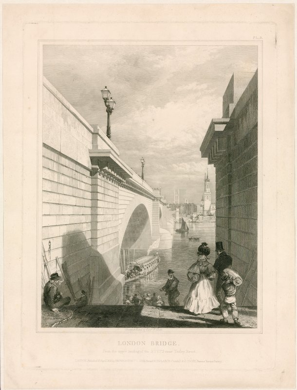 Nouveau pont de Londres depuis le débarcadère supérieur près de Tooley Street - Edward William Cooke