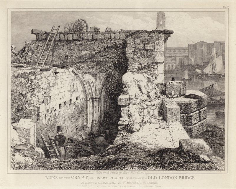 Ruines de la chapelle Saint-Thomas sur le vieux pont de Londres - Edward William Godwin
