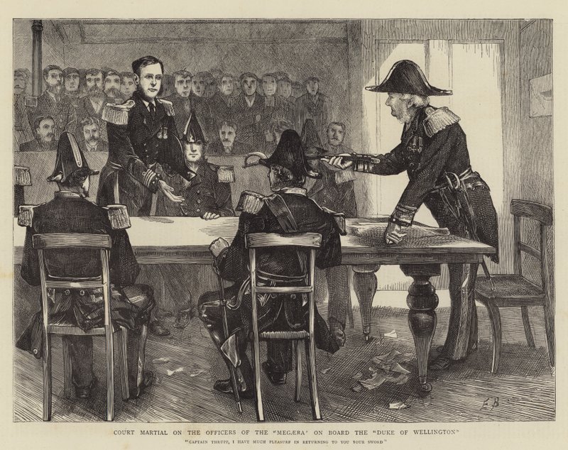 Cour martiale des officiers du Megaera à bord du Duke of Wellington - Edwin Buckman