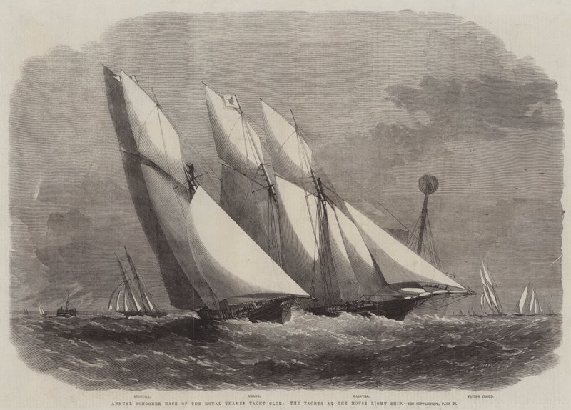 Course annuelle de goélettes du Royal Thames Yacht Club, les yachts au Mouse Light Ship - Edwin Weedon