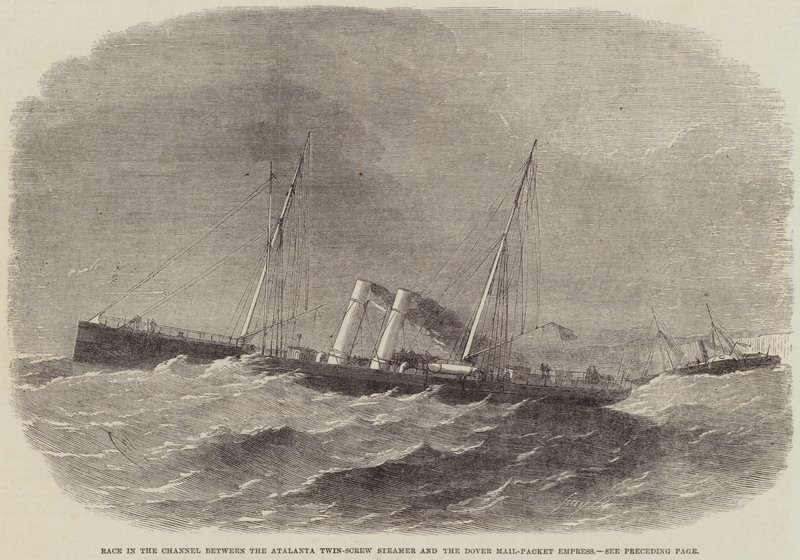Course dans la Manche entre le vapeur à double hélice Atalanta et le paquebot postal de Douvres Empress - Edwin Weedon