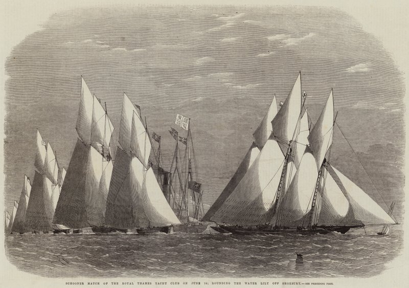 Match de goélettes du Royal Thames Yacht Club le 16 juin; contournant le Water Lily au large de Shoebury - Edwin Weedon