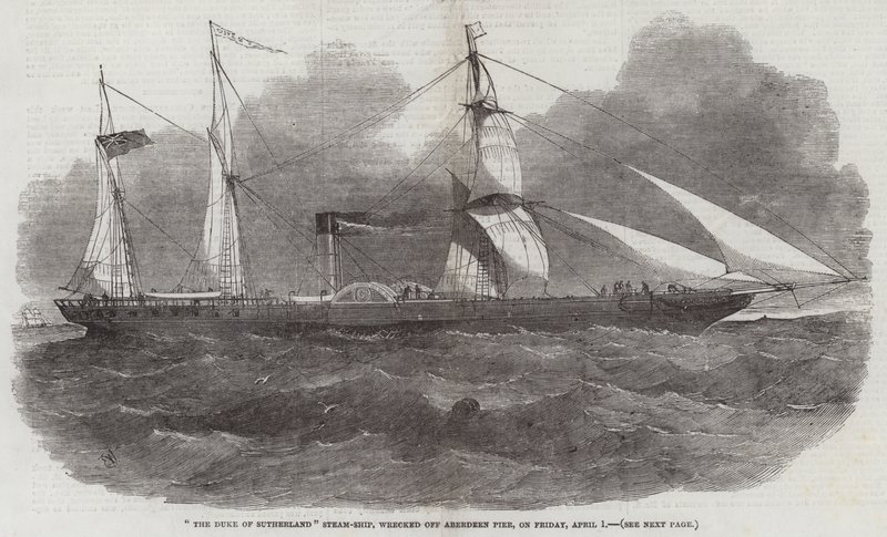 Le Navire à Vapeur Duke of Sutherland, échoué au Large de la Jetée d