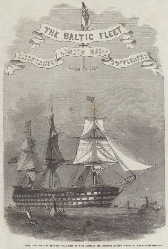 Le Duc de Wellington, navire amiral du vice-amiral Sir Charles Napier, levant l