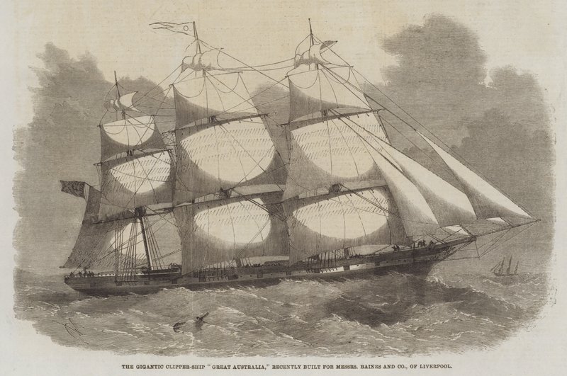 Le gigantesque clipper Great Australia, récemment construit pour Messers Baines and Company, de Liverpool - Edwin Weedon