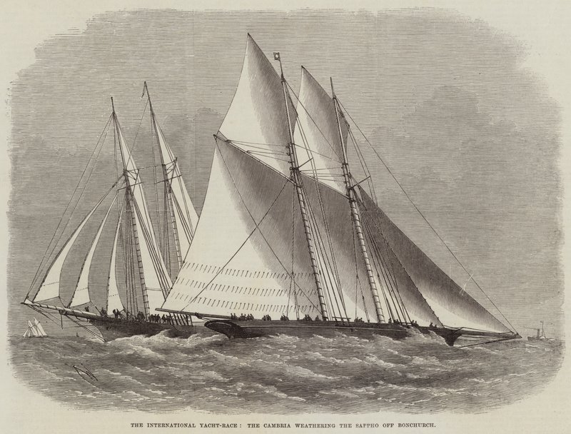 La course internationale de yachts, le Cambria affrontant le Sappho au large de Bonchurch - Edwin Weedon
