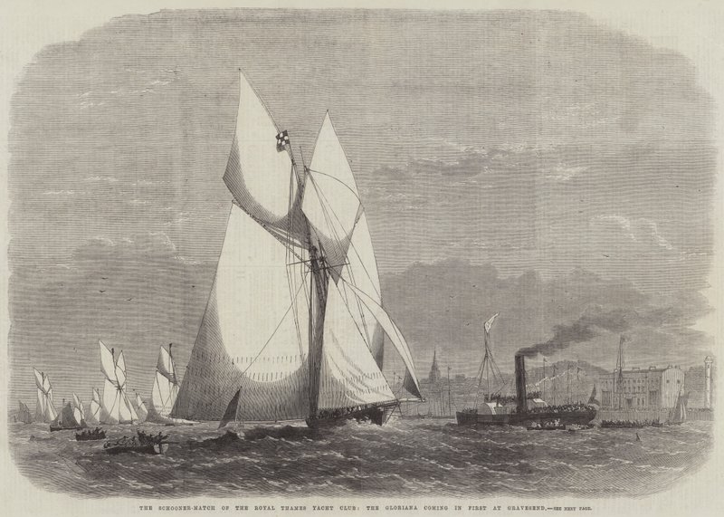 La course de goélettes du Royal Thames Yacht Club, le Gloriana arrivant en premier à Gravesend - Edwin Weedon