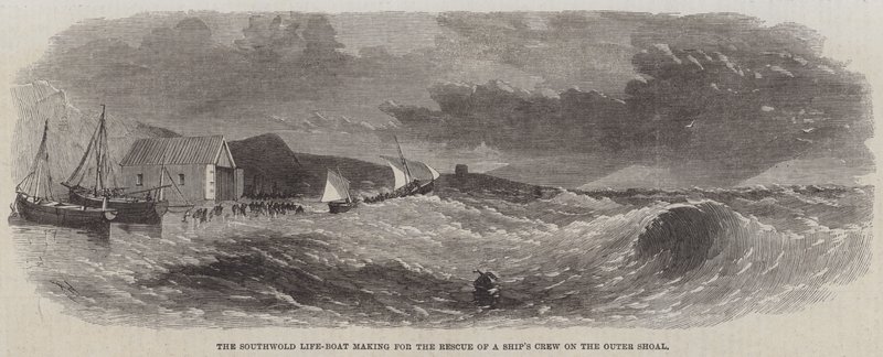 Le bateau de sauvetage de Southwold se dirigeant vers le sauvetage de l